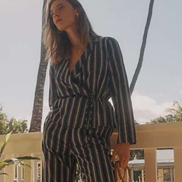 NWT New J. Crew cotton Wrap top in stripe blazer lapels - Picture 2 of 2